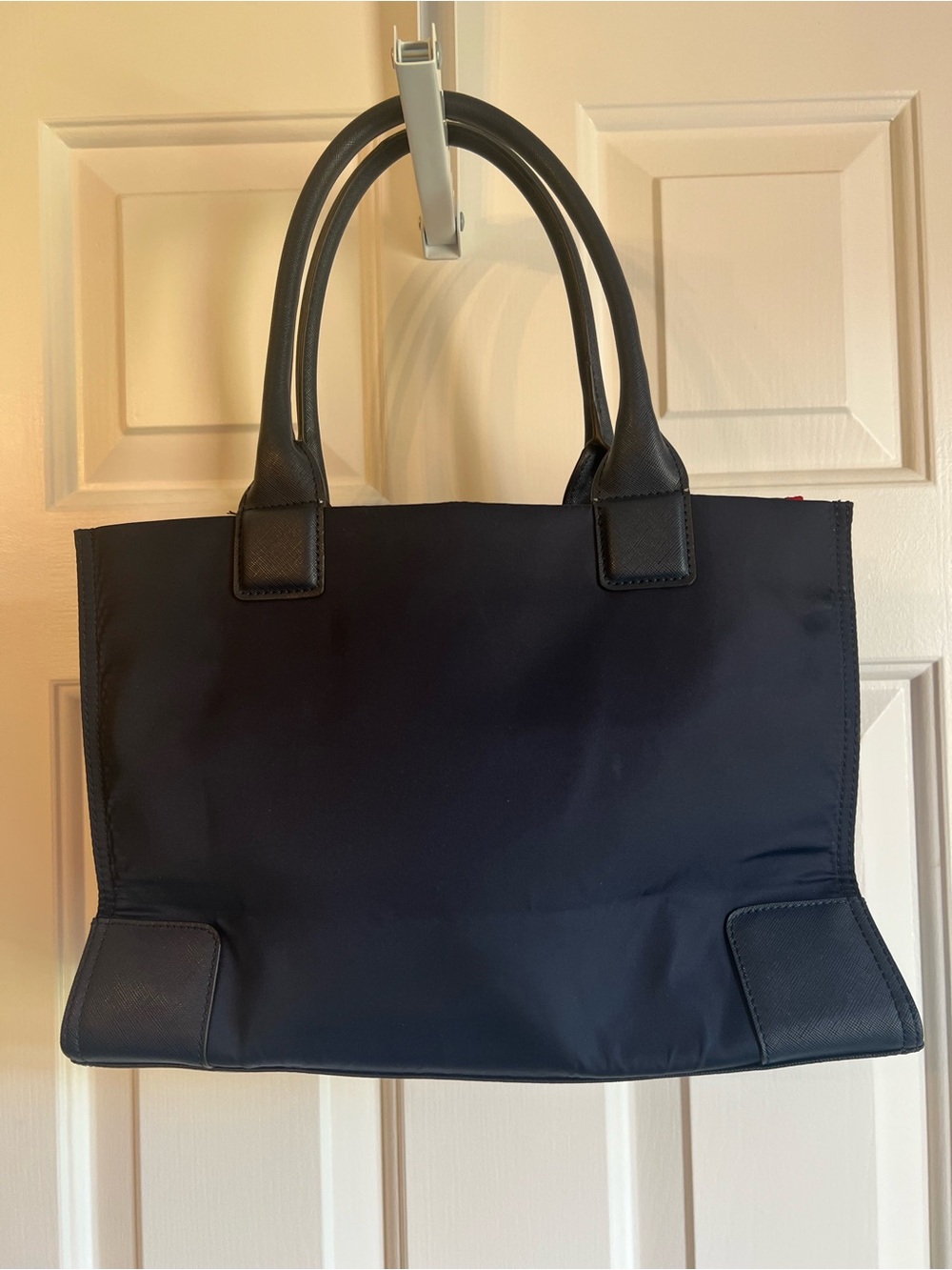 Tory Burch Navy Tote with Red Logo Accent - Picture 3 of 5